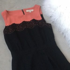 LOFT Pink & Black Lace Dress 2